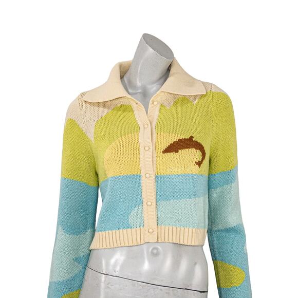 HOUSE OF SUNNY Women's Soul Surfer Cardigan dolphin multi color sz 4 NWT - Picture 8 of 12